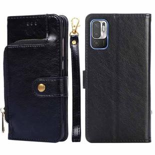 Zipper Bag PU + TPU Horizontal Flip Leather Case with Holder & Card Slot & Wallet & Lanyard For Xiaomi Redmi Note 10 5G(Black)