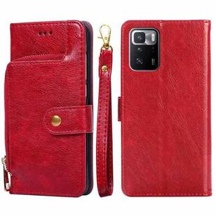 Zipper Bag PU + TPU Horizontal Flip Leather Case with Holder & Card Slot & Wallet & Lanyard For Xiaomi Redmi Note 10 Pro 5G CN Version(Red)