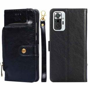 Zipper Bag PU + TPU Horizontal Flip Leather Case with Holder & Card Slot & Wallet & Lanyard For Xiaomi Redmi Note 10 Pro / Note 10 Pro Indian Version / Note 10 Pro Max(Black)