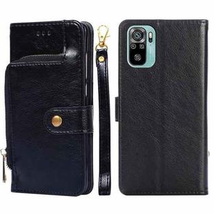 Zipper Bag PU + TPU Horizontal Flip Leather Case with Holder & Card Slot & Wallet & Lanyard For Xiaomi Redmi Note 10 4G / Note 10S(Black)