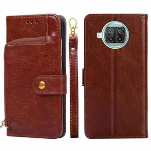 Zipper Bag PU + TPU Horizontal Flip Leather Case with Holder & Card Slot & Wallet & Lanyard For Xiaomi Mi 10T Lite / Redmi Note 9 Pro 5G CN Version(Brown)