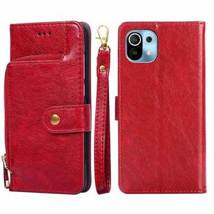 Zipper Bag PU + TPU Horizontal Flip Leather Case with Holder & Card Slot & Wallet & Lanyard For Xiaomi Mi 11(Red)