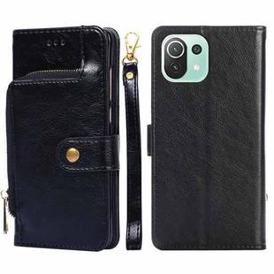 Zipper Bag PU + TPU Horizontal Flip Leather Case with Holder & Card Slot & Wallet & Lanyard For Xiaomi Mi 11 Lite(Black)