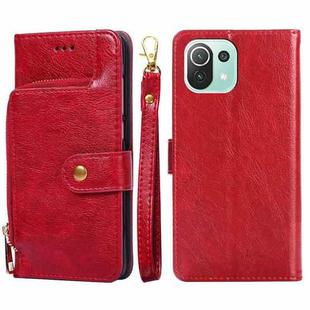 Zipper Bag PU + TPU Horizontal Flip Leather Case with Holder & Card Slot & Wallet & Lanyard For Xiaomi Mi 11 Lite(Red)