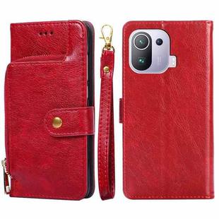 Zipper Bag PU + TPU Horizontal Flip Leather Case with Holder & Card Slot & Wallet & Lanyard For Xiaomi Mi 11 Pro(Red)