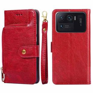 Zipper Bag PU + TPU Horizontal Flip Leather Case with Holder & Card Slot & Wallet & Lanyard For Xiaomi Mi 11 Ultra(Red)