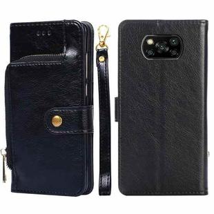 Zipper Bag PU + TPU Horizontal Flip Leather Case with Holder & Card Slot & Wallet & Lanyard For Xiaomi Poco X3 NFC(Black)