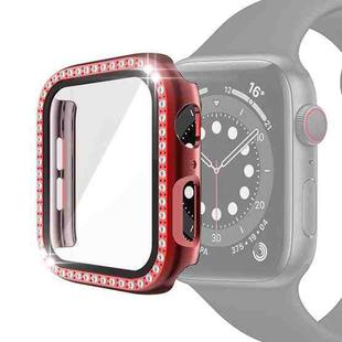 Electroplating PC Single Row Diamond Protective Case with Tempered Glass Film For Apple Watch Series 6 & SE & 5 & 4 40mm(Red)