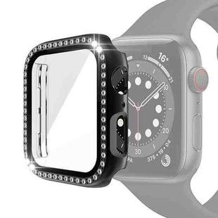 Electroplating PC Single Row Diamond Protective Case with Tempered Glass Film For Apple Watch Series 6 & SE & 5 & 4 40mm(Black)