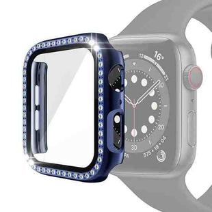 Electroplating PC Single Row Diamond Protective Case with Tempered Glass Film For Apple Watch Series 6 & SE & 5 & 4 40mm(Blue)