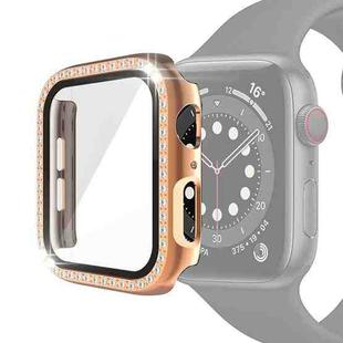 Electroplating PC Single Row Diamond Protective Case with Tempered Glass Film For Apple Watch Series 6 & SE & 5 & 4 40mm(Rose Gold)