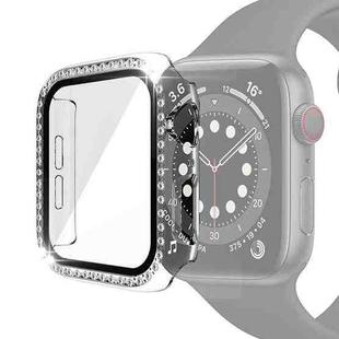 Electroplating PC Single Row Diamond Protective Case with Tempered Glass Film For Apple Watch Series 6 & SE & 5 & 4 40mm(Transparent)