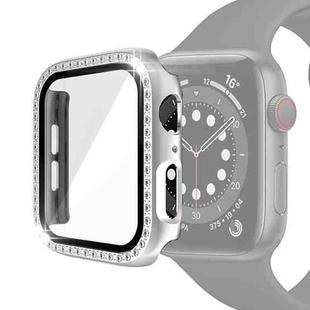 Electroplating PC Single Row Diamond Protective Case with Tempered Glass Film For Apple Watch Series 6 & SE & 5 & 4 40mm(Silver)