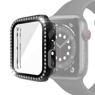 Electroplating PC Single Row Diamond Protective Case with Tempered Glass Film For Apple Watch Series 6 & SE & 5 & 4 44mm(Black)