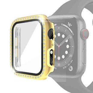 Electroplating PC Single Row Diamond Protective Case with Tempered Glass Film For Apple Watch Series 6 & SE & 5 & 4 44mm(Gold)