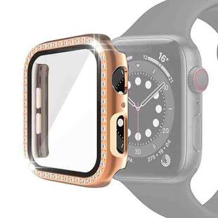 Electroplating PC Single Row Diamond Protective Case with Tempered Glass Film For Apple Watch Series 6 & SE & 5 & 4 44mm(Rose Gold)