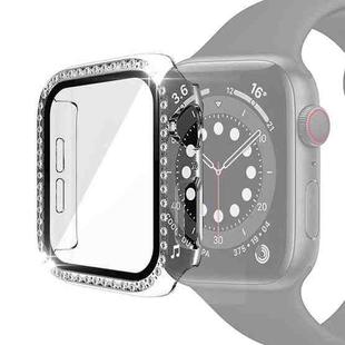 Electroplating PC Single Row Diamond Protective Case with Tempered Glass Film For Apple Watch Series 6 & SE & 5 & 4 44mm(Transparent)