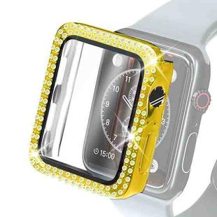 Electroplating PC Double Rows Diamond Protective Case with Tempered Glass Film For Apple Watch Series 6 & SE & 5 & 4 40mm(Gold)