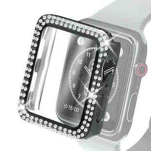 Electroplating PC Double Rows Diamond Protective Case with Tempered Glass Film For Apple Watch Series 6 & SE & 5 & 4 44mm(Black)