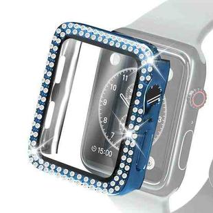 Electroplating PC Double Rows Diamond Protective Case with Tempered Glass Film For Apple Watch Series 6 & SE & 5 & 4 44mm(Blue)