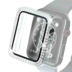 Electroplating PC Double Rows Diamond Protective Case with Tempered Glass Film For Apple Watch Series 6 & SE & 5 & 4 44mm(Transparent)