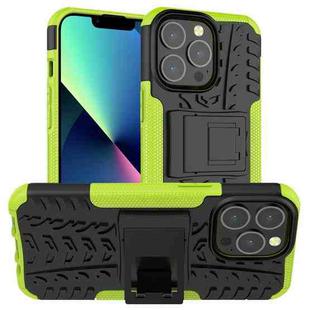 For iPhone 13 mini Tire Texture Shockproof TPU+PC Protective Case with Holder (Green)