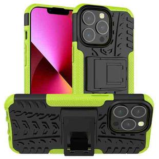 For iPhone 13 Tire Texture Shockproof TPU+PC Protective Case with Holder(Green)