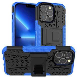 For iPhone 13 Pro Tire Texture Shockproof TPU+PC Protective Case with Holder (Blue)