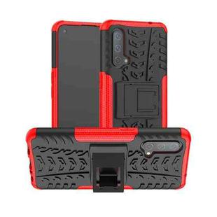 For OnePlus Nord CE 5G Tire Texture Shockproof TPU+PC Protective Case with Holder(Red)