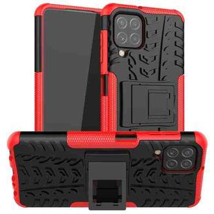 For Samsung Galaxy A22 4G Tire Texture Shockproof TPU+PC Protective Case with Holder(Red)