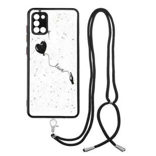 For Samsung Galaxy A21s Colored Drawing Starry Sky Epoxy TPU Shockproof Case with Neck Lanyard(Love)