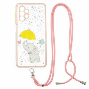 For Samsung Galaxy A32 4G Colored Drawing Starry Sky Epoxy TPU Shockproof Case with Neck Lanyard(Elephant)