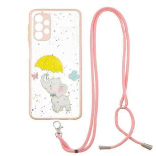 For Samsung Galaxy A32 5G Colored Drawing Starry Sky Epoxy TPU Shockproof Case with Neck Lanyard(Elephant)