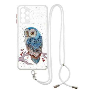 For Samsung Galaxy A32 5G Colored Drawing Starry Sky Epoxy TPU Shockproof Case with Neck Lanyard(Owl)