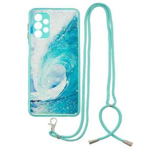 For Samsung Galaxy A32 5G Colored Drawing Starry Sky Epoxy TPU Shockproof Case with Neck Lanyard(Waves)