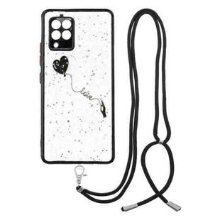 For Samsung Galaxy A42 5G Colored Drawing Starry Sky Epoxy TPU Shockproof Case with Neck Lanyard(Love)