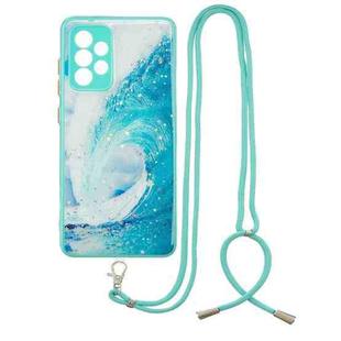 For Samsung Galaxy A52 5G Colored Drawing Starry Sky Epoxy TPU Shockproof Case with Neck Lanyard(Waves)