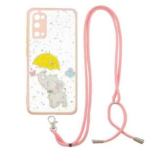 For Samsung Galaxy S20 FE 5G / 4G Colored Drawing Starry Sky Epoxy TPU Shockproof Case with Neck Lanyard(Elephant)