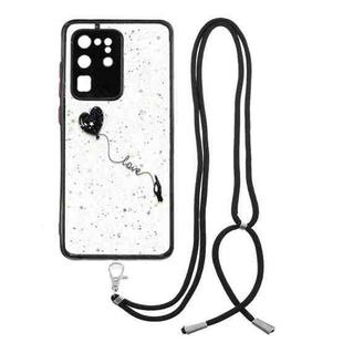 For Samsung Galaxy S20 Ultra Colored Drawing Starry Sky Epoxy TPU Shockproof Case with Neck Lanyard(Love)