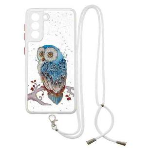 For Samsung Galaxy S21 5G Colored Drawing Starry Sky Epoxy TPU Shockproof Case with Neck Lanyard(Owl)