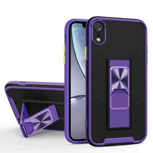 Dual-color Skin Feel TPU + PC Magnetic Shockproof Case with Invisible Holder For iPhone XR(Purple)