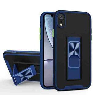 Dual-color Skin Feel TPU + PC Magnetic Shockproof Case with Invisible Holder For iPhone XR(Blue)