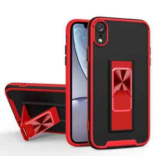 Dual-color Skin Feel TPU + PC Magnetic Shockproof Case with Invisible Holder For iPhone XR(Red)