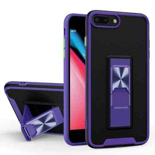 Dual-color Skin Feel TPU + PC Magnetic Shockproof Case with Invisible Holder For iPhone 8 Plus / 7 Plus(Purple)