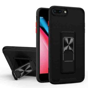 Dual-color Skin Feel TPU + PC Magnetic Shockproof Case with Invisible Holder For iPhone 8 Plus / 7 Plus(Black)