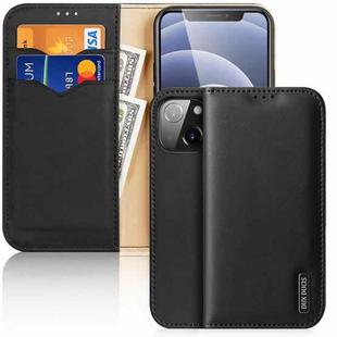 For iPhone 13 mini DUX DUCIS Hivo Series Cowhide + PU + TPU Leather Horizontal Flip Case with Holder & Card Slots (Black)