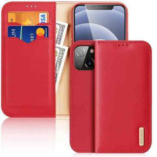 For iPhone 13 mini DUX DUCIS Hivo Series Cowhide + PU + TPU Leather Horizontal Flip Case with Holder & Card Slots (Red)