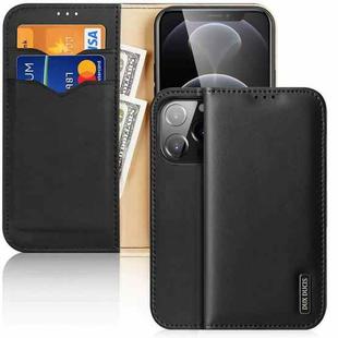 For iPhone 13 Pro DUX DUCIS Hivo Series Cowhide + PU + TPU Leather Horizontal Flip Case with Holder & Card Slots (Black)