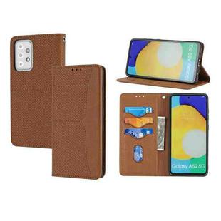 For Samsung Galaxy S20 FE Woven Texture Stitching Magnetic Horizontal Flip PU Leather Case with Holder & Card Slots & Wallet & Lanyard(Brown)