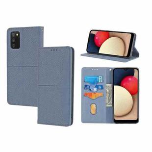 For Samsung Galaxy A02s 164mm Woven Texture Stitching Magnetic Horizontal Flip PU Leather Case with Holder & Card Slots & Wallet & Lanyard(Grey)